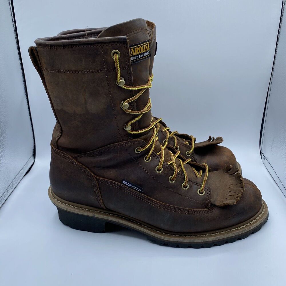 Carolina Mens Spruce Logger 8” Steel Toe Boots Brown Waterproof Size 11.5 D